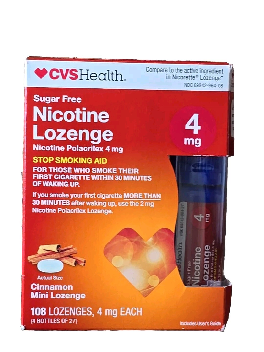 CVS Health Sugar Free 4mg Nicotine Cinnamon Lozenge, 108 Lozenges eBay