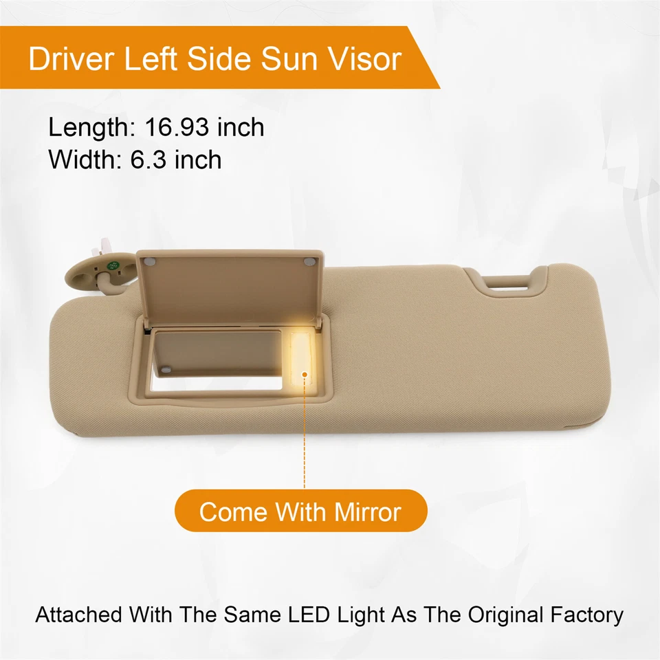 Parasol lado conductor izquierdo beige 74320-0E074-A0 para Toyota Highlander 14-19 3,5 L Foto 4 de 4