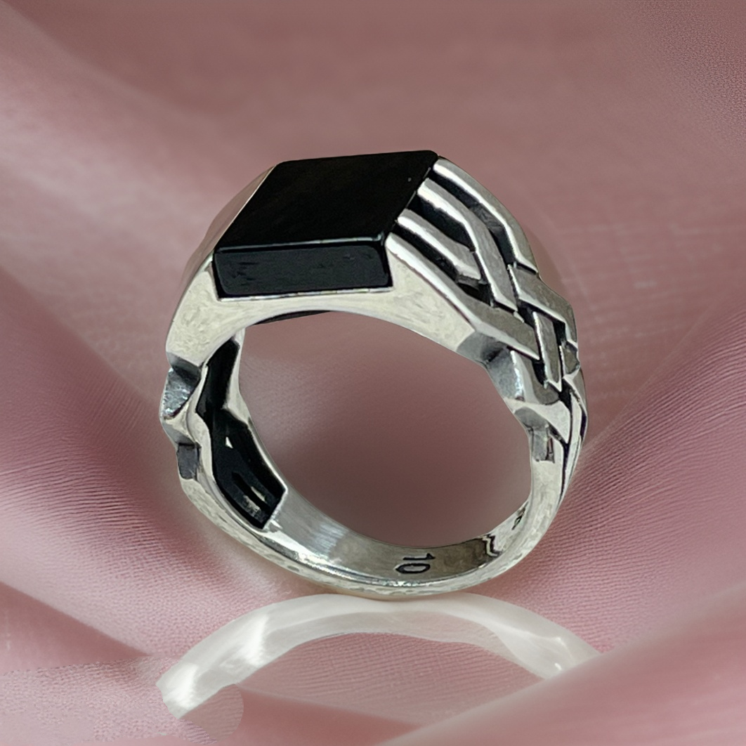 men's black onyx ring, unique men ring for him, ring for boys