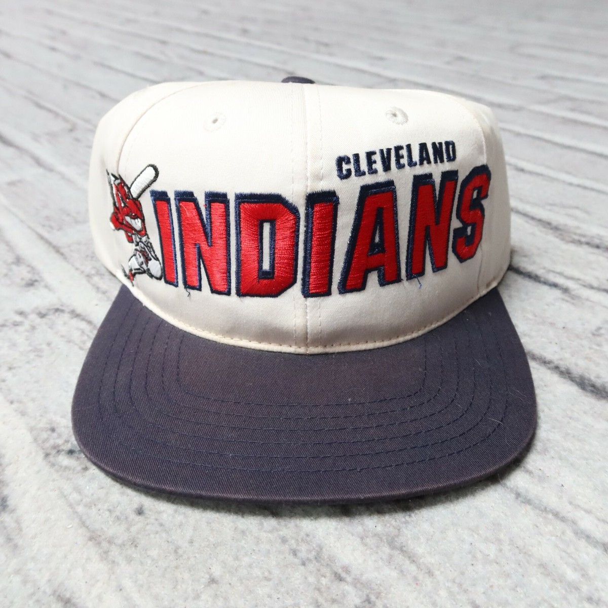 Vintage 90s Cleveland Indians Shadow Snapback Hat Cap
