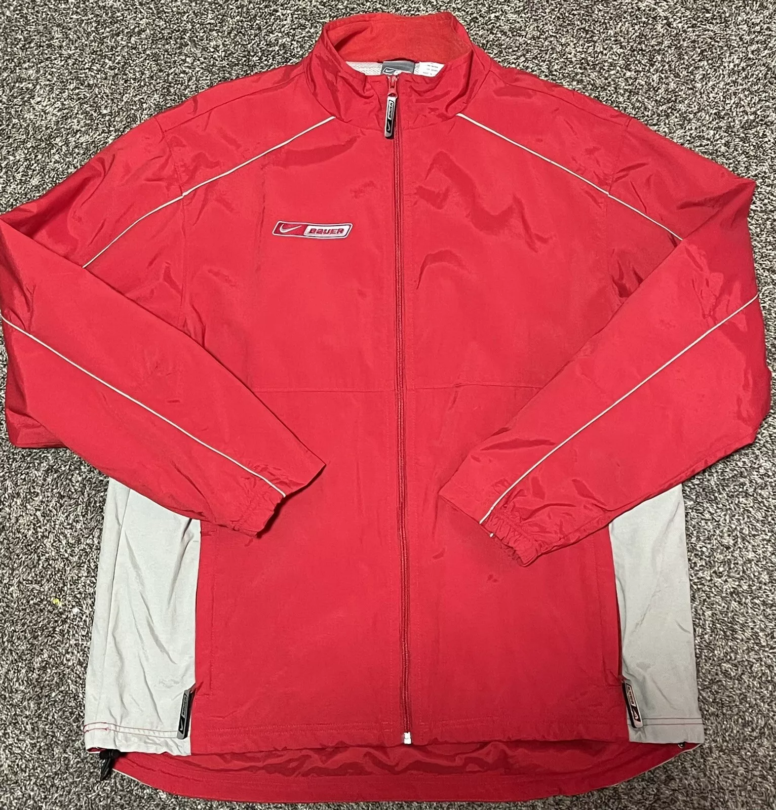Veste vintage Supreme NIKE Bauer Anorak rouge lourd grandes poches zippées complètes doublées