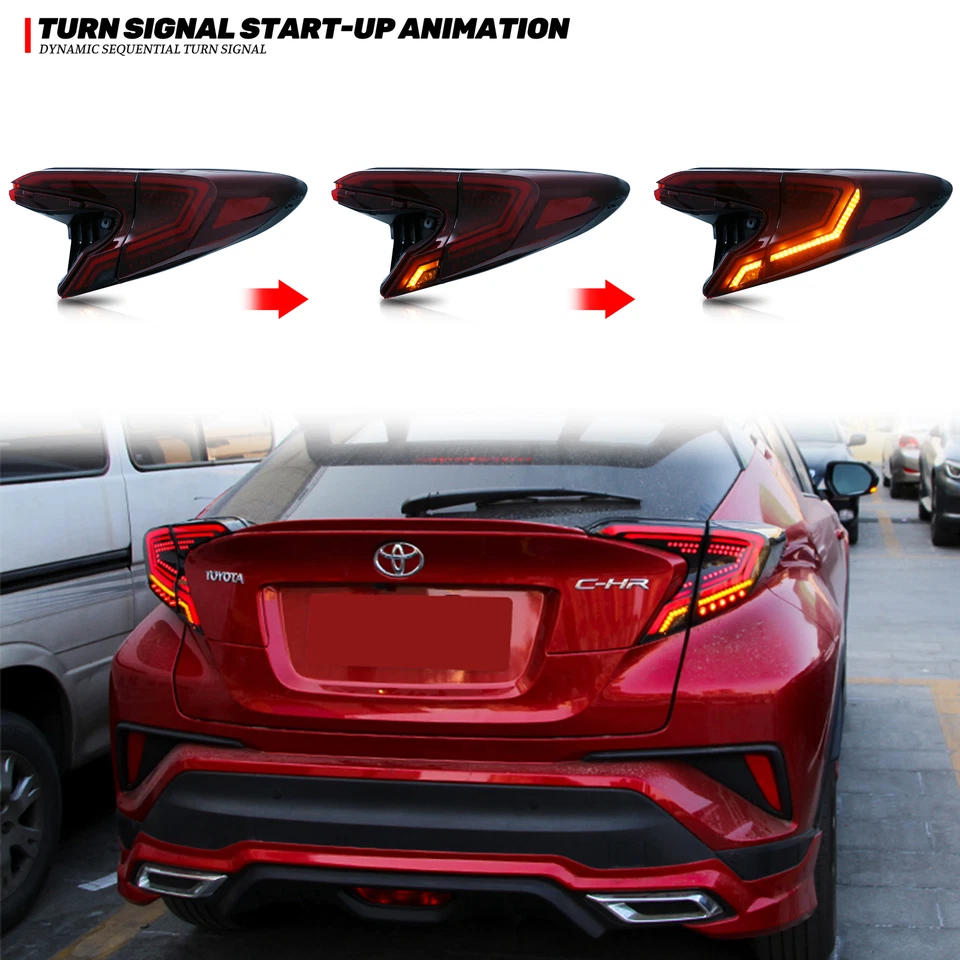 LED Red Tail Lights For Toyota C-HR CHR 2018-2022 Animation Rear Lamps Assembly  - Image 3 of 4