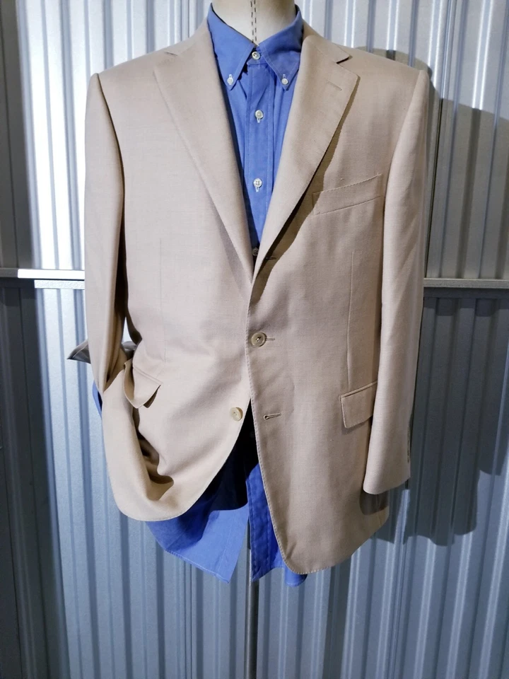 Abrigo Chaqueta Deportiva Blazer ERMENEGILDO ZEGNA LANA SEDA CAMEL Texturizado Marrón 52 42R Foto 2 de 4
