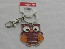 Multi Color Owl Key Ring With Clip Brand New 4 3/4"