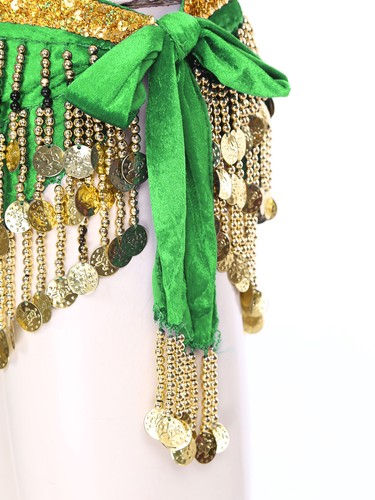 Women Belly Dance Dress 2Pcs Sequin Bra Top with Hip Scarf Set Carnival Costume - Picture 24 of 102