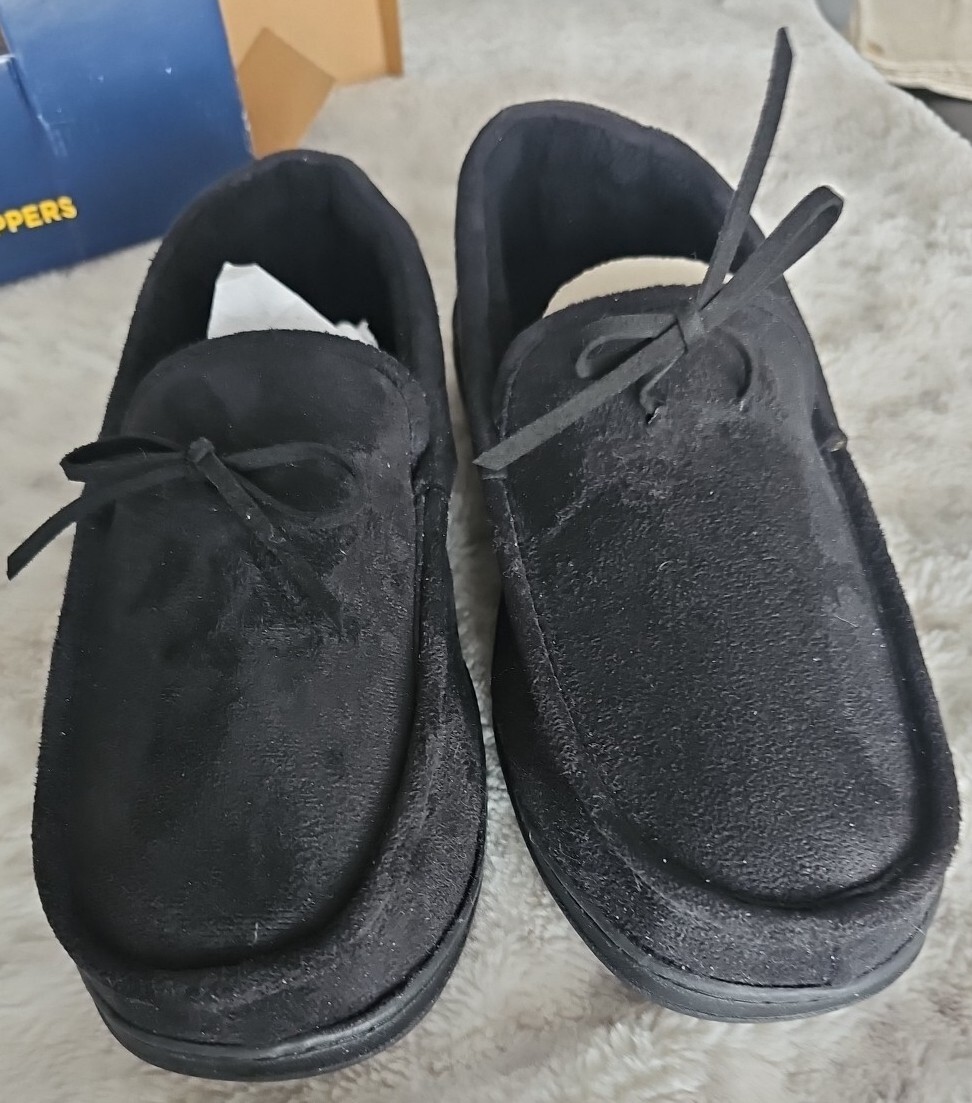 SAOLA STAFFORD MEMORY FOAM PANTOFOLE MOCASSINI UOMO XL SUOLA ANTISCIVOLO IN VELLUTO NERO