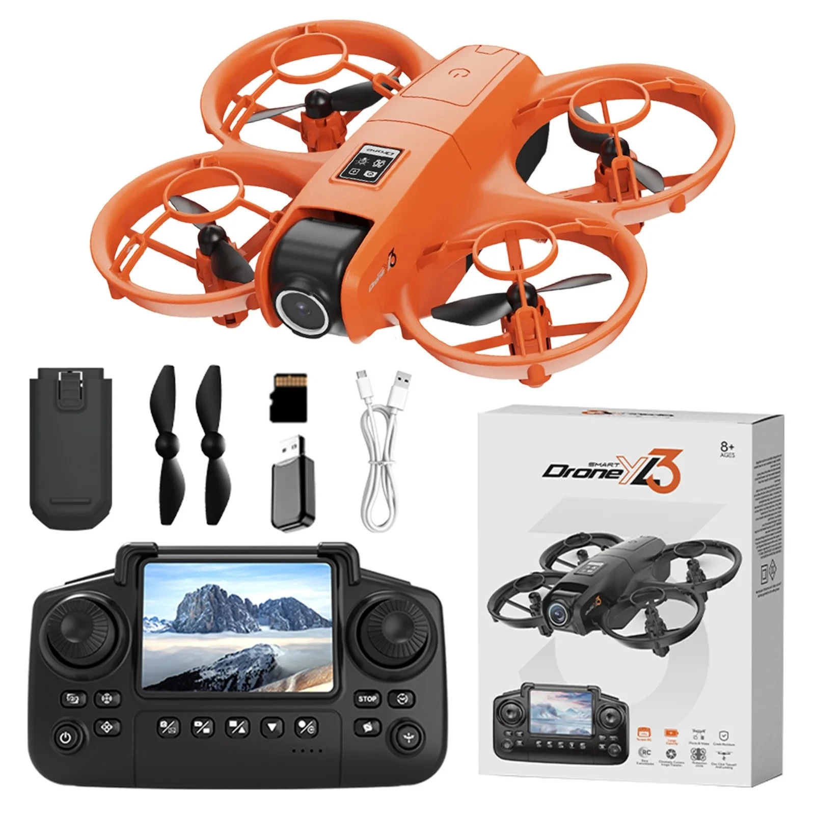 Mini Drone With HD Dual Cameras Propeller Safety Protection, 3 Speed Adjustable