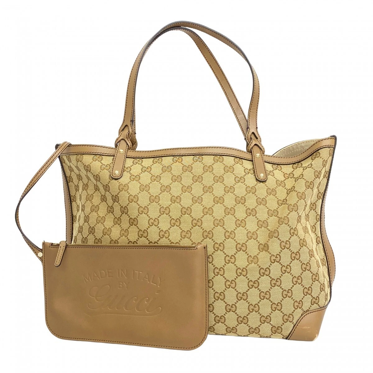 Sac fourre tout GUCCI GG toile 247209 champagne or quincaillerie 117286