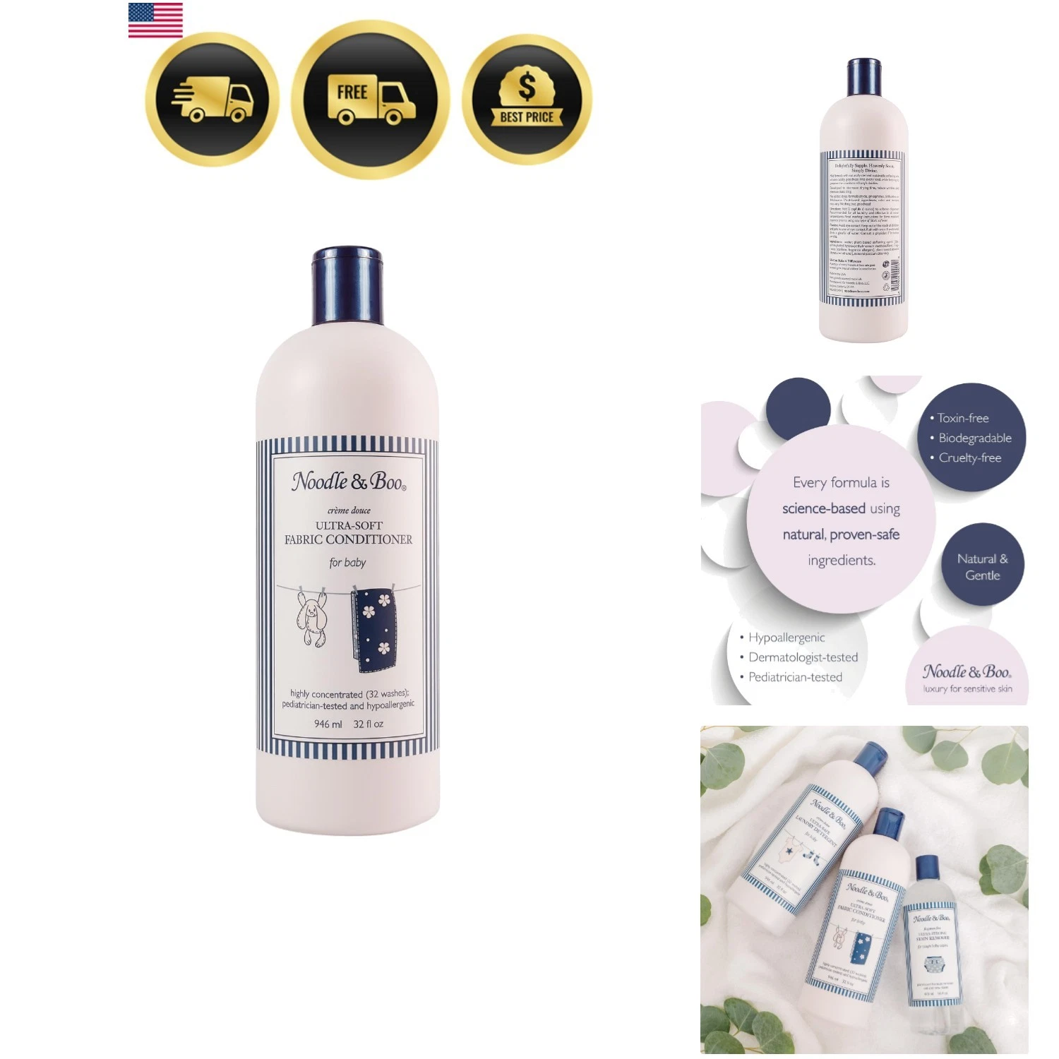 Noodle & Boo Baby Laundry Essentials Ultra-Soft Fabric Conditioner
Opens in a new window or tab