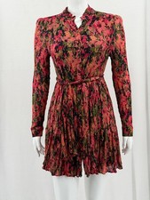 Sezane Dress Womens 38 US 6 Abstract Floral Solene Metallic Mini Tiered Romantic