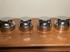 Set Of 4 Stainless Steel Original Threaded Wheel Caps Antique Vintage