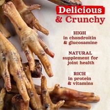 Dried Chicken Feet Dog Treats, High in Chondroitin, Glucosamine, Protein