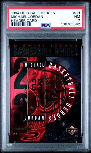 1994 UPPER DECK JORDAN HEROES HEADER CARD #JH MICHAEL JORDAN PSA 7