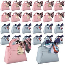 24 Pcs PU Leather Purse Gift Bags with Handles Ribbon Purse Party Favor Bags ...