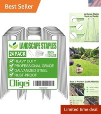 Versatile 5 Inch U-Shaped Tent Stakes - 24 Pack Galvanized Landscape Anchors