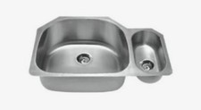 Double Bowl Undermount Kitchen Sink 32x21" Stainless Steel 18 Gauge Offset 18/10