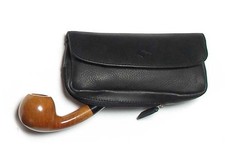 Aniline Buffalo Leather MPB Bag for Pipe, Tobacco & Accessories - Black