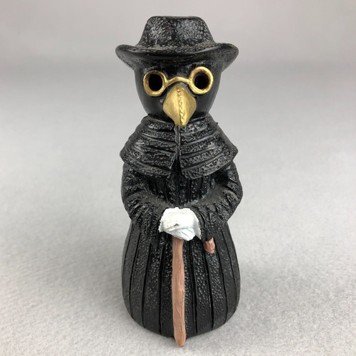Plague Doctor Incense Burner Gothic Macabre Figurine 5 inch Resin Gold beak mask
