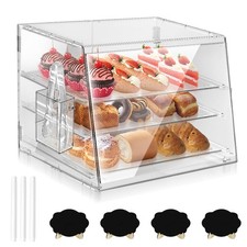 3-Tier Pastry Display With Removable Bakery Case, Bread Tong, Commercial Coun...