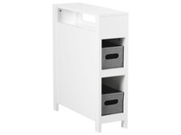 Badezimmer Kommode Schrank Weiß Schmal Mit 2 Aufbewahrungsboxen Skandi Cachi