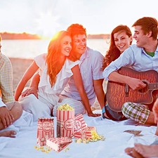 50pcs Popcorn Bags Movie Night Party Birthday Treat Bags Red White Striped UK