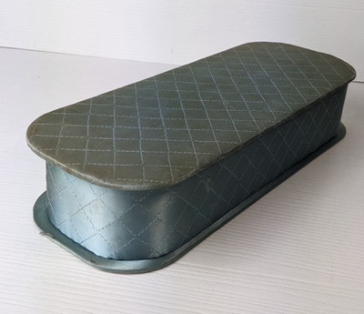 Vintage 1950s/60s Aqua Satin Quilted Vanity Storage Box blue