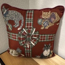 Four Cats Decorative Throw Pillow Cat Pattern 15x15 Square Made in USA