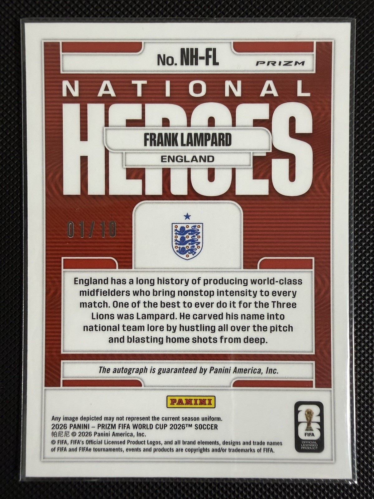 2026 Panini Prizm FIFA World Cup National Heroes Lampard Auto Gold NH-41 1/10 view 2