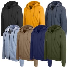 3-Pack Men’s Fleece-Lined Full Zip Hoodies Warm Cotton Blend Sweatshirts (S-3XL)