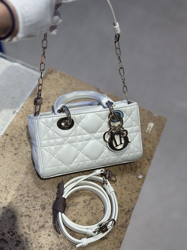 Christian Dior Lady D-Joy Mini White Lambskin LGHW 2022 Crossbody Bag