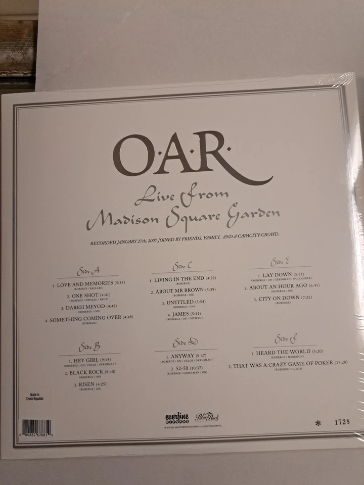 O.A.R. Live Madison Square Garden RSD BLACK FRIDAY 2025 3LP Vinyl IN HAND #1850 - Image 2 of 2