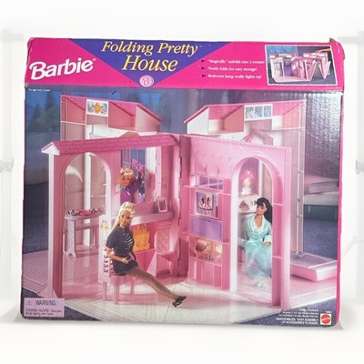 Barbie Folding Pretty House Dollhouse 1996 Lights Up Built-In Furniture