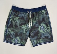 Fair Harbor Swim Trunks Men 2XL Green Floral Performance Lined Shorts 8" Pockets