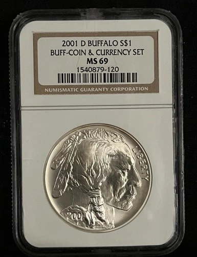 2001 D $1 Buffalo Silver Dollar Coin NGC MS 69 From The Coin & Currency Set