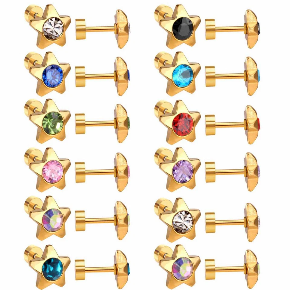 Aretes con bisel dorado para niños Foto 2 de 4