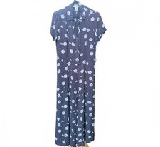Vintage Size 6 Rena Rowan for Saville Women's Navy Blue Floral Rayon Dress