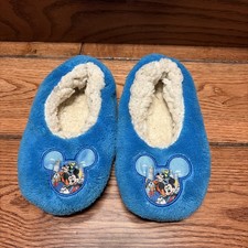Boys Mickey Mouse Sherpa Slippers Non-Slip Size 4-5T Toddler Color Blue