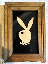 Vintage Playboy Bunny Carnival Mirror Novelty  Glass Mirror Framed Black Silver