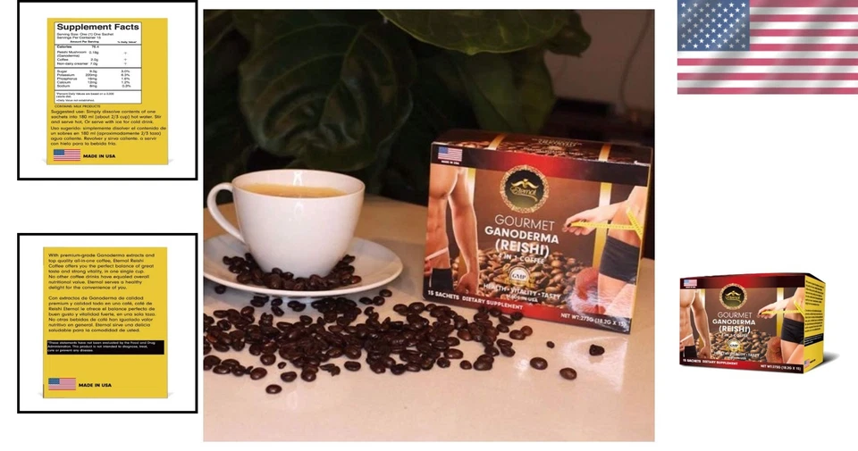 Café Reishi Ganoderma 4 em 1 - 9,63 oz, pacote com 3 - Imagem 2 de 4