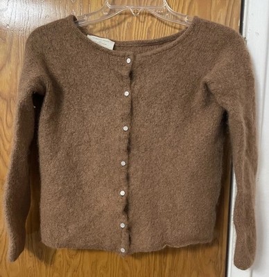 La Maille Sezane Women's Gaspard Mohair Cardigan Button Sweater XS Brown READ!