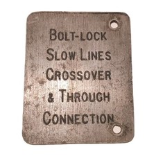 Railwayana Alloy Signal Box Lever Plate "Bolt-lock Slow Lines Crossover & Throug