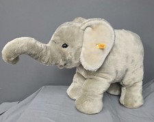 Steiff TRAMPILI Gray Elephant Realistic 15" Tall 24" Long Yellow Ear Tag 064043