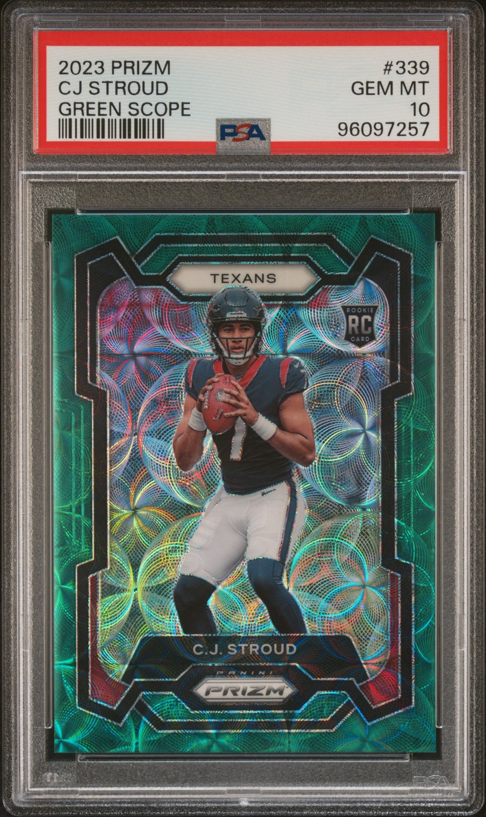 2023 PANINI PRIZM GREEN SCOPE #339 CJ STROUD 34/75 PSA 10