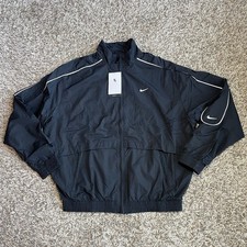 Nike Air Sportwear Solo Swoosh Woven Track Jacket Mens Small Black FB8622-010