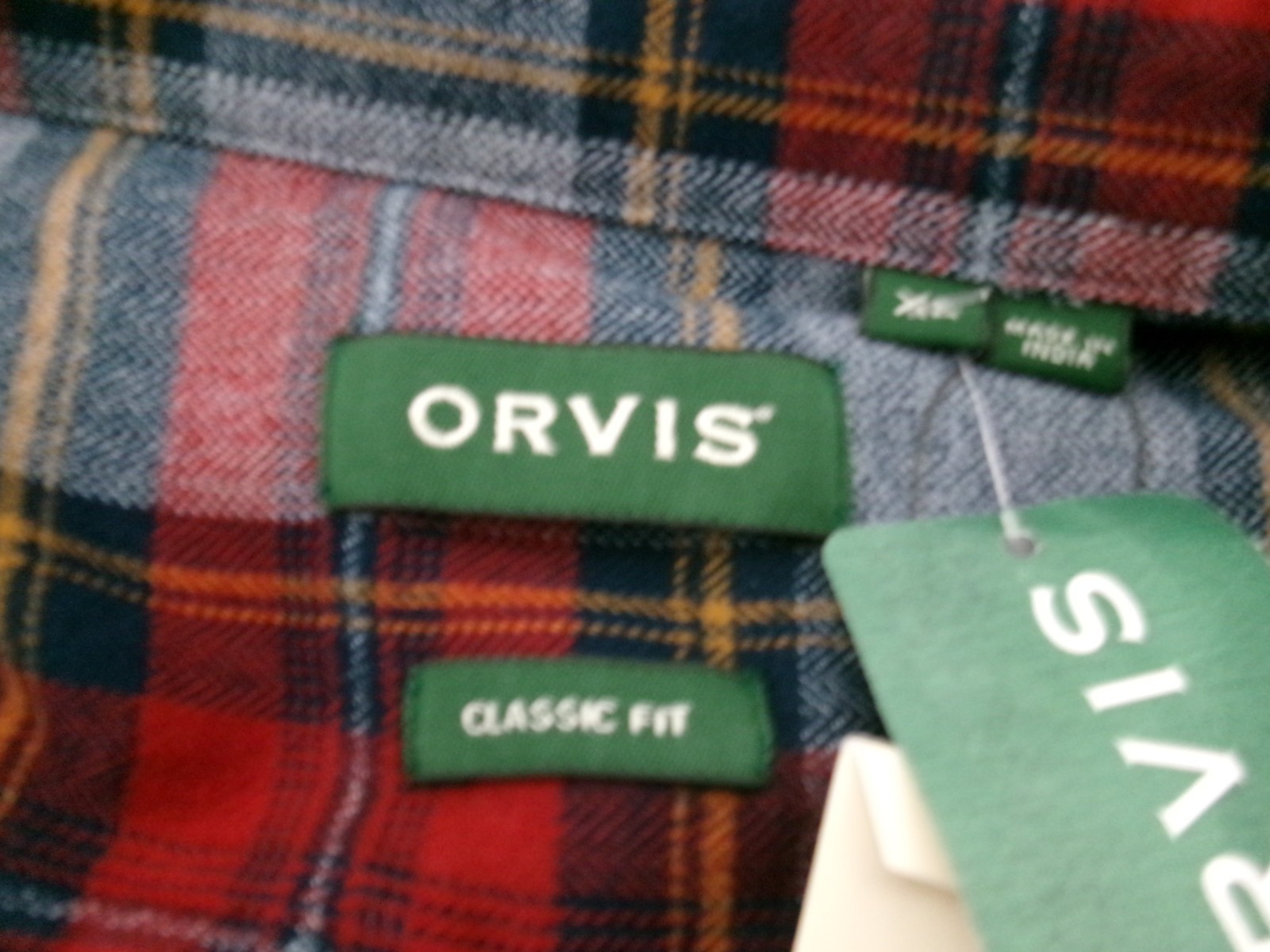"NEW" ORVIS  🔥  SIZE XL==RED & BLUE PLAID / LONG SLEEVE / FLANNEL / SHIRT