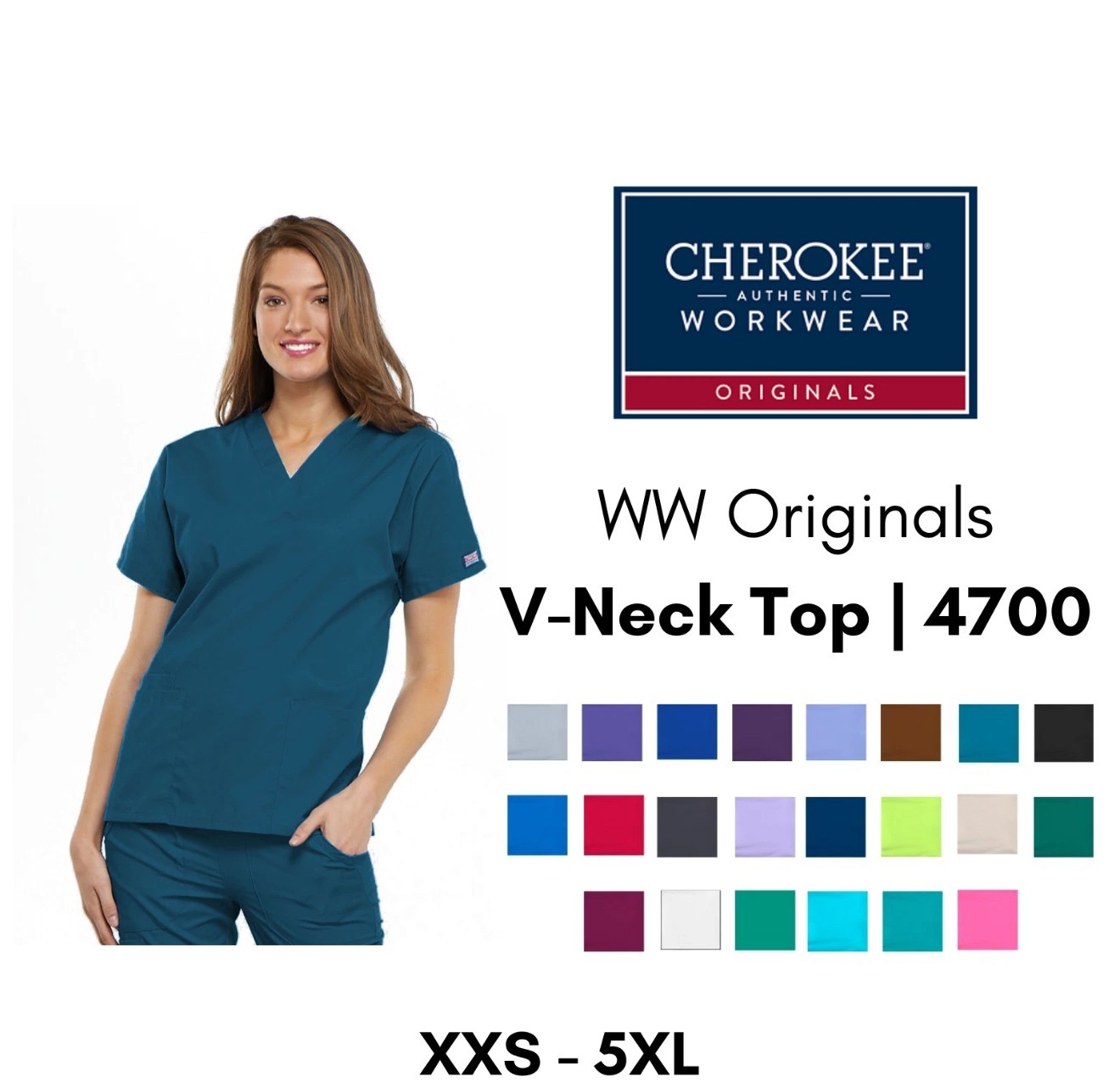 Cherokee Workwear Originals Women's V-Neck Scrub Top Style 4700