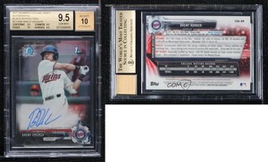 2017 Bowman Draft Chrome Pick Black Refractor /75 Brent Rooker BGS 9.5 Auto