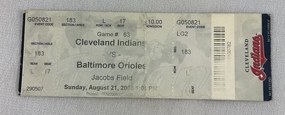 MLB 2005 08/21 Baltimore Orioles at Cleveland Indians Full Ticket-CC Sabathia WP