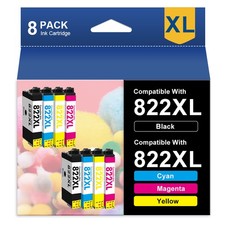 8x 822XL T822XL Ink Cartridge For Epson WorkForce Pro WF-3820 WF-4820 WF-4833