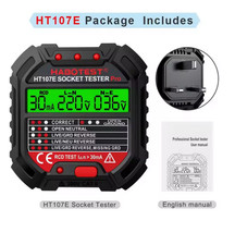 HABOTEST HT107 Pro Socket Tester - RCD Test, Voltage, Ground/Neutral, UK Plug